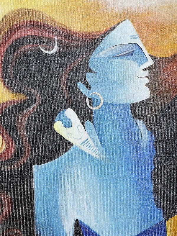 Exotic India Shiva Family Oil Painting On Canvas