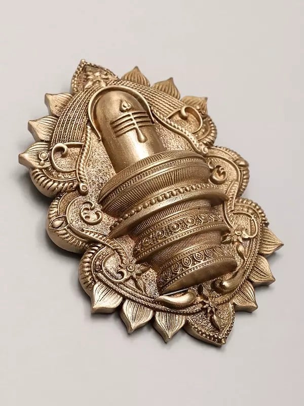 Exotic India Shiva Linga Carved Brass Brooch 
