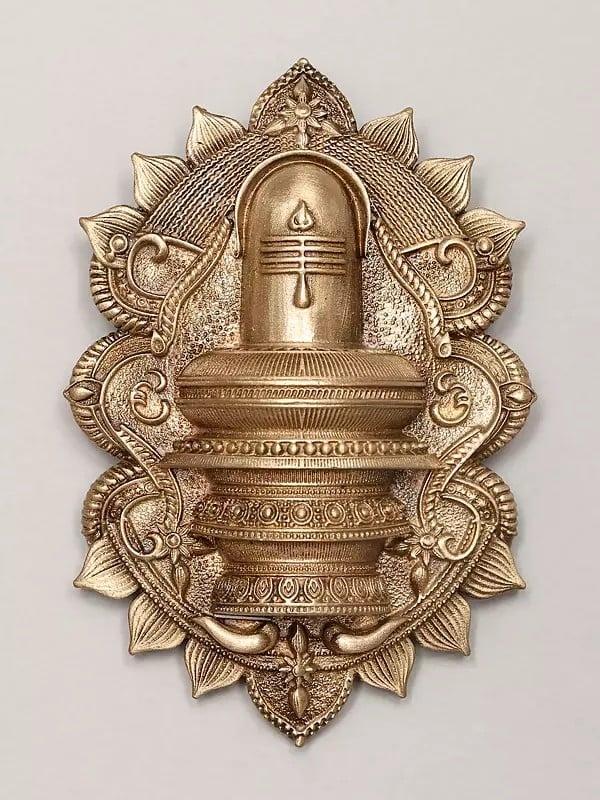 exotic india Shiva Linga Carved Brass Brooch 