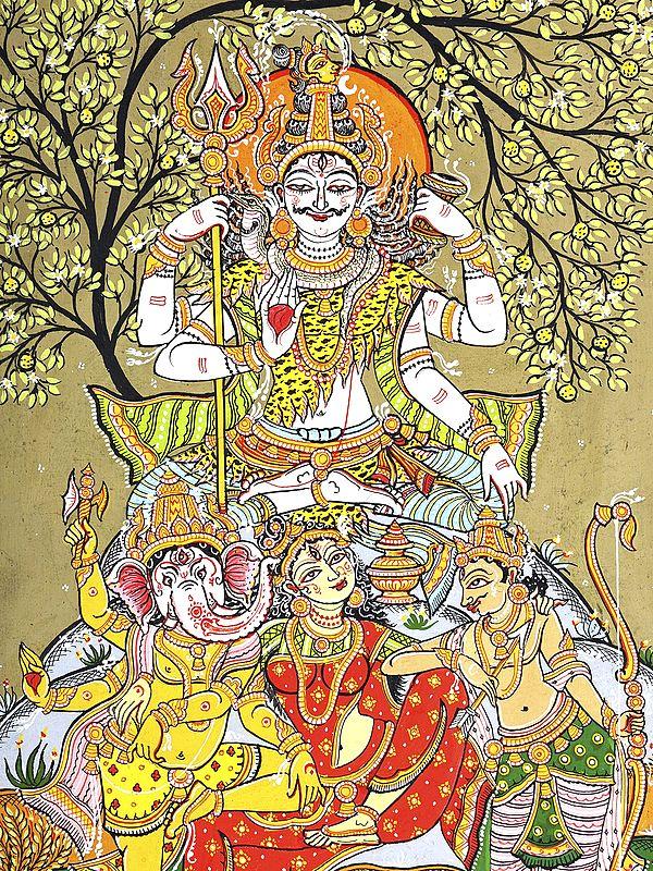 Exotic India Shiva Parivar | Pattachitra Painting