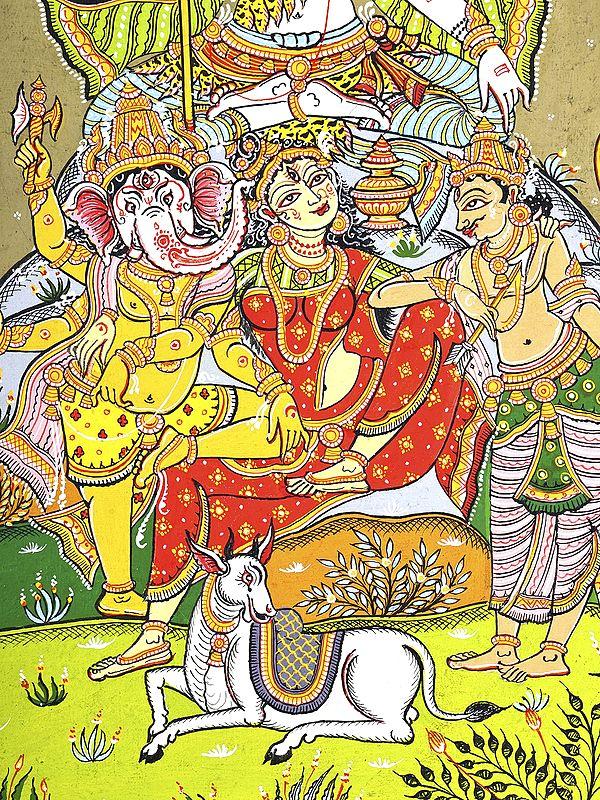 Exotic India Shiva Parivar | Pattachitra Painting