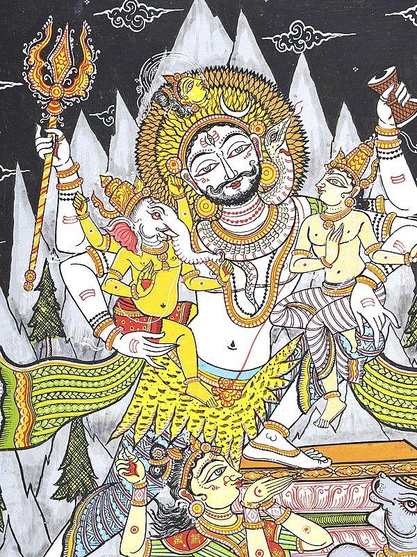 Exotic India Shiva Parivar | Pattachitra Painting 