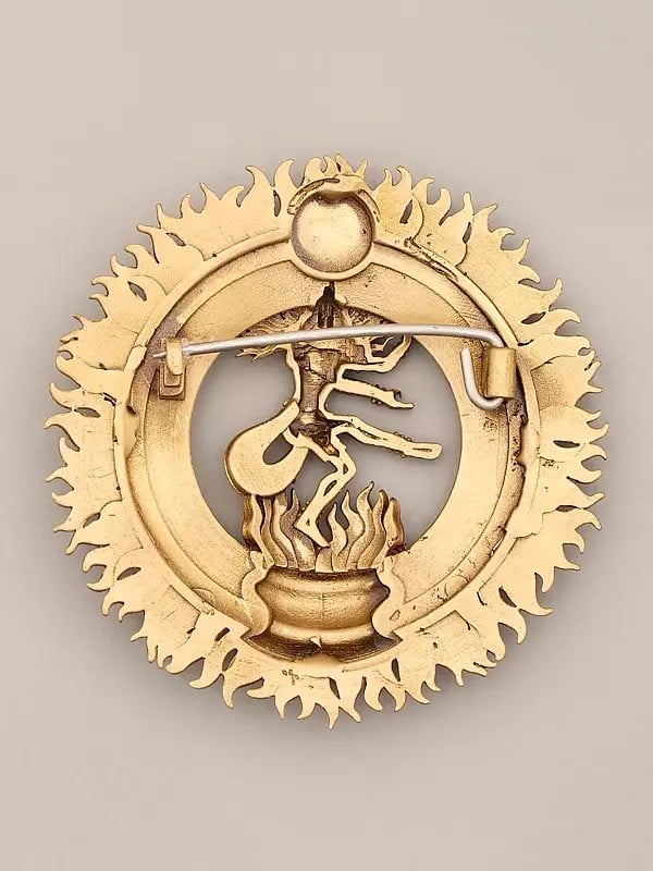 Exotic India Shiva Tandava Carved Brass Brooch 