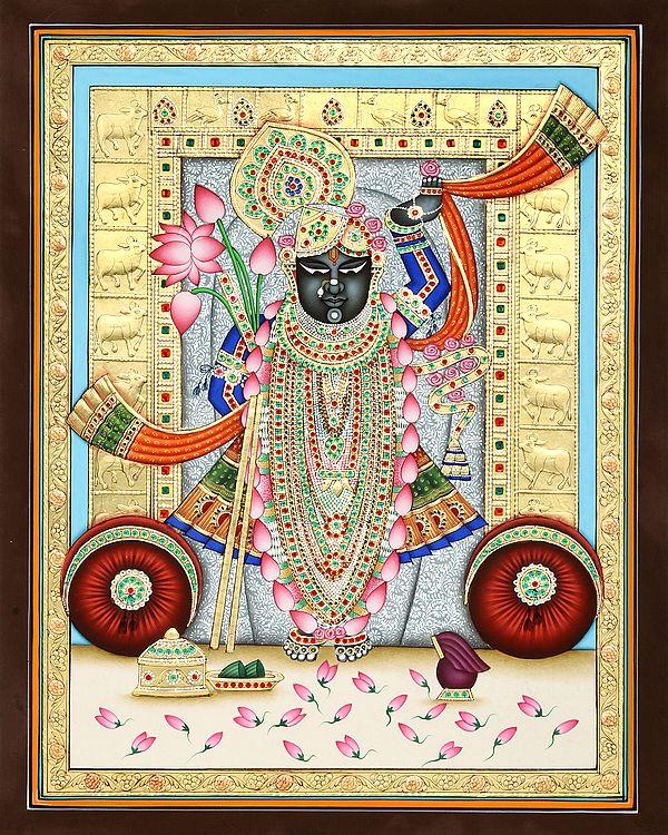 exotic india Shrinath Ji in Super Gold