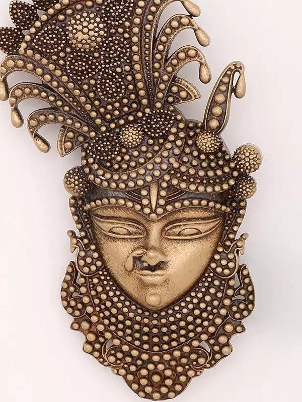 Exotic India Shrinathji Face Brass Brooch 