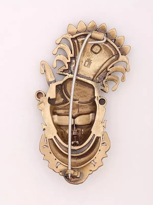 Exotic India Shrinathji Face Brass Brooch 