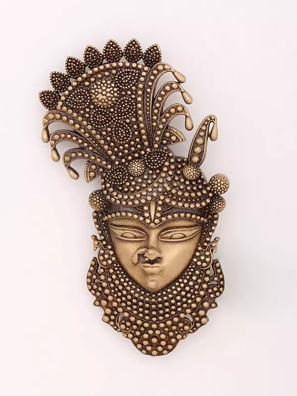 exotic india Shrinathji Face Brass Brooch 