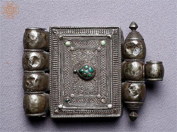 exotic india Silver Ghau Designer Pendant