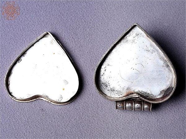 Exotic India Silver Heart Decorated Ghau Pendant