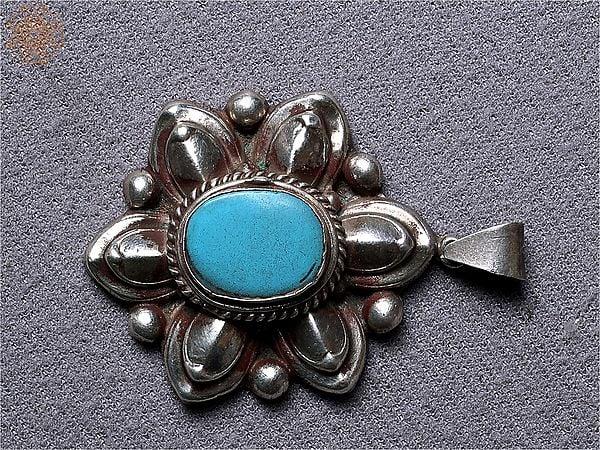 Exotic India Silver Lotus Flower Pendant