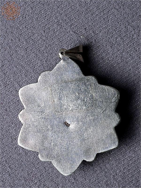 Exotic India Silver Lotus Flower Pendant