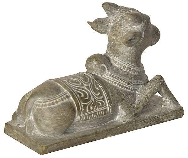 Exotic India Small Nandi Statue Carved In Stone 