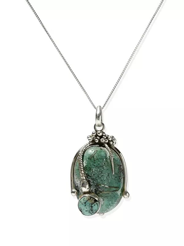 exotic india Spider Web Turquoise Pendant