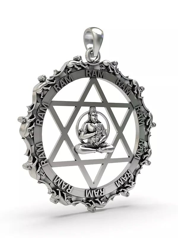 Exotic India Sri Yantrodharaka Hanuman Pendant 