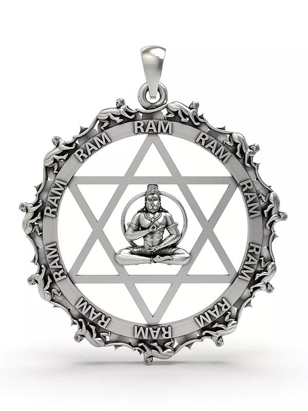 exotic india Sri Yantrodharaka Hanuman Pendant 