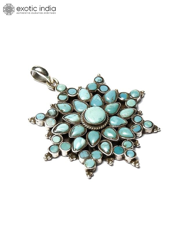Exotic India Star Design Turquoise Pendant 