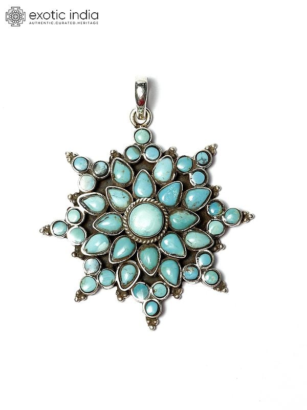 exotic india Star Design Turquoise Pendant