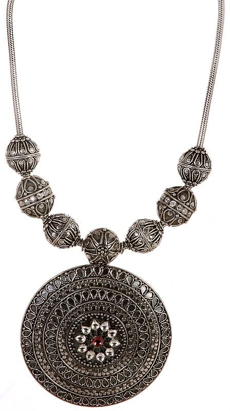 exotic india Sterling Necklace with Large Pendant