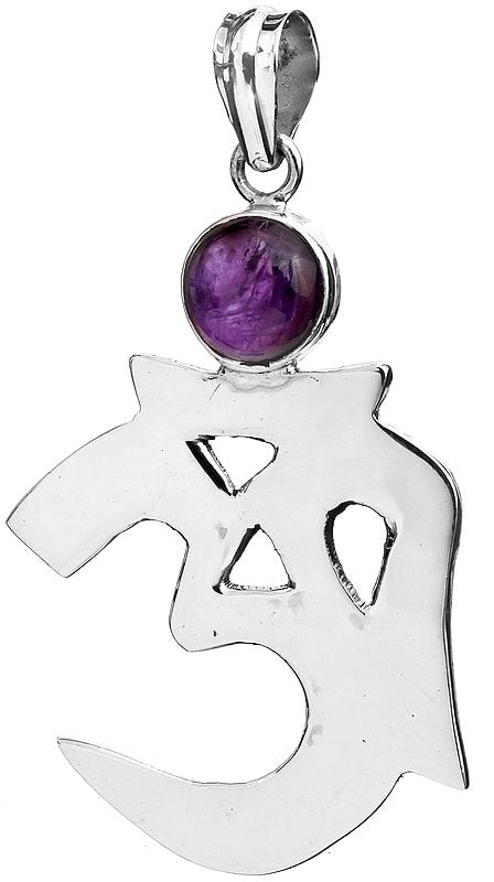 exotic india Sterling OM (AUM) Pendant with Gems