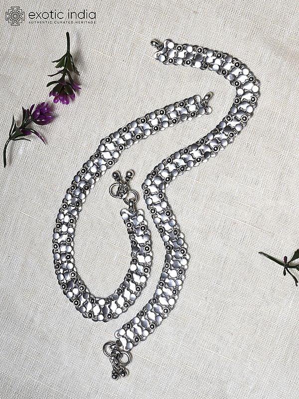 Exotic India Sterling Silver Anklet 