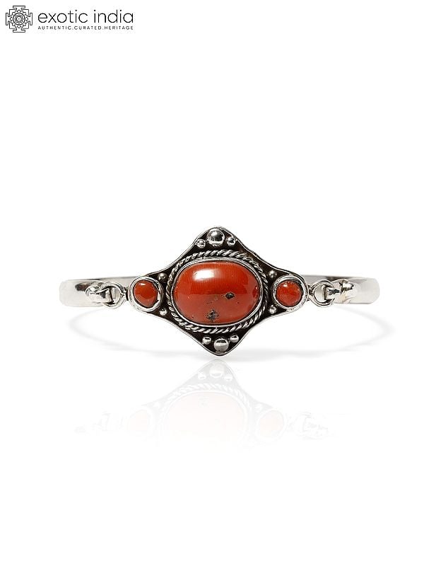 exotic india Sterling Silver Bangle with Coral 