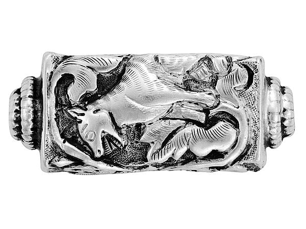 exotic india Sterling Silver Bead with Leaf Design 