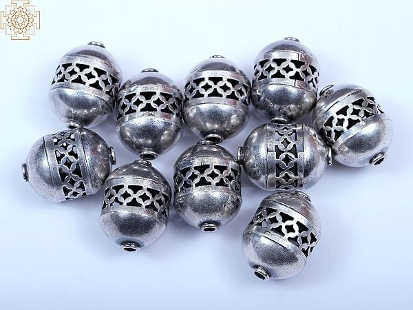 Exotic India Sterling Silver Beads (10 Pieces) 