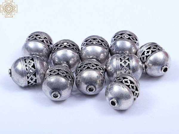 Exotic India Sterling Silver Beads (10 Pieces) 