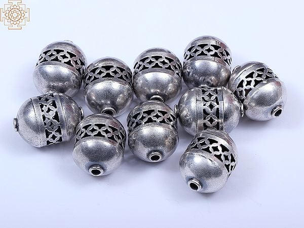 exotic india Sterling Silver Beads (10 Pieces) 
