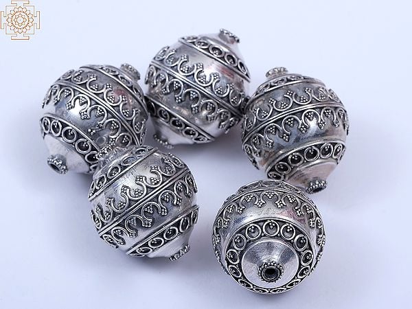 exotic india Sterling Silver Beads (5 Pieces) 