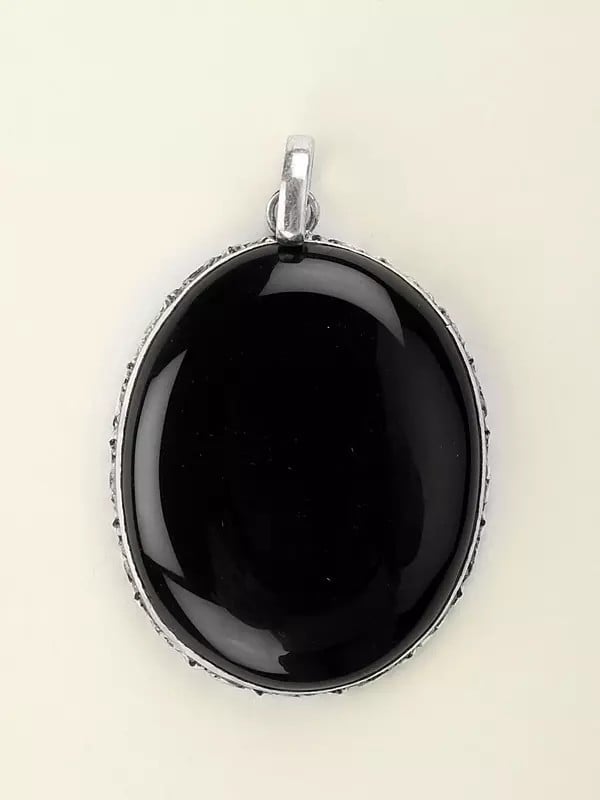 exotic india Sterling Silver Black Onyx Pendant