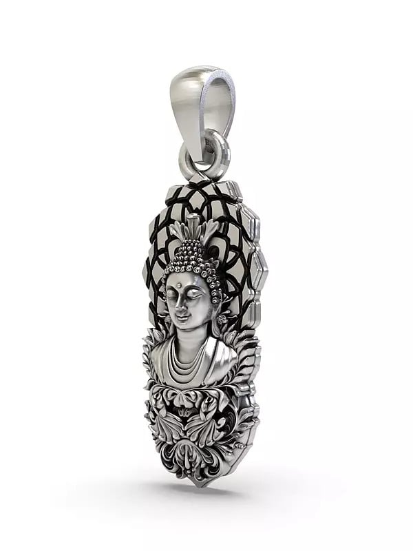 Exotic India Sterling Silver Buddha Bust Pendant 