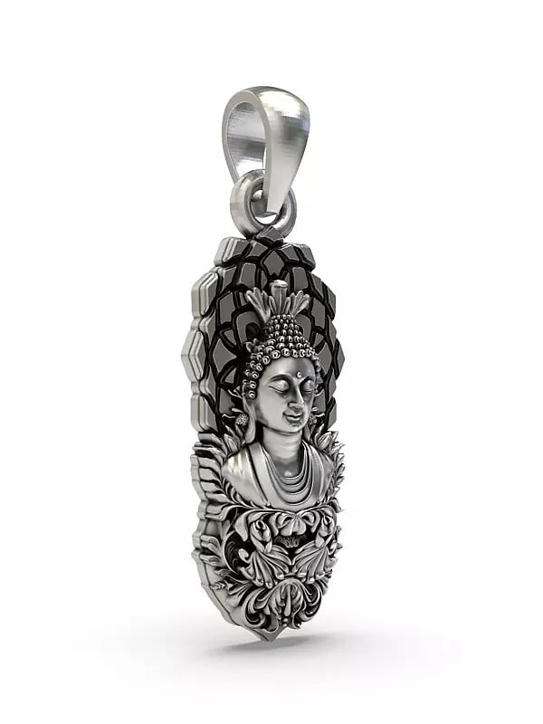 Exotic India Sterling Silver Buddha Bust Pendant 