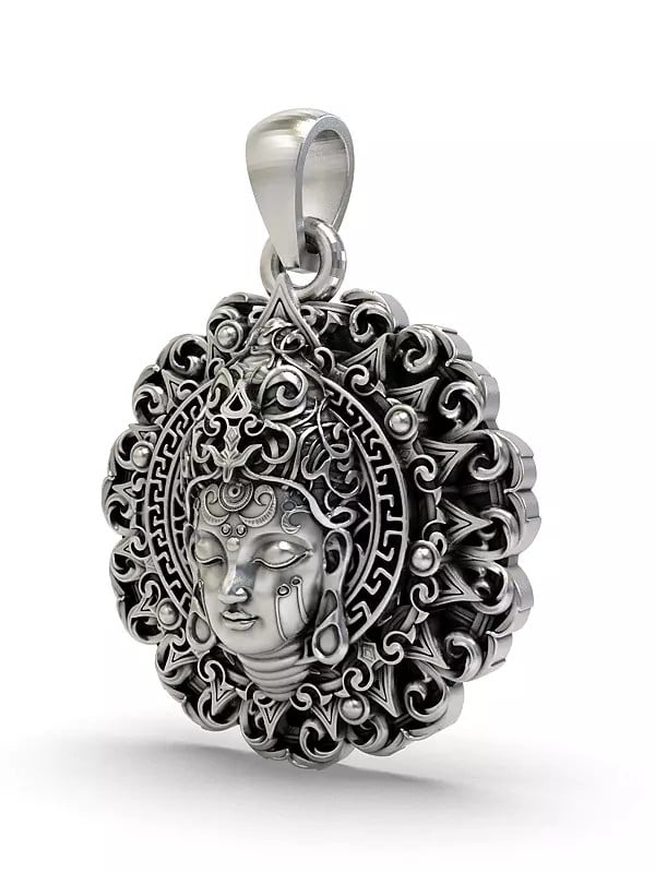 Exotic India Sterling Silver Buddha Face Pendant 