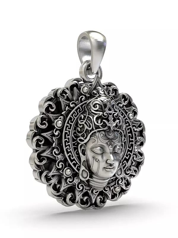 Exotic India Sterling Silver Buddha Face Pendant 