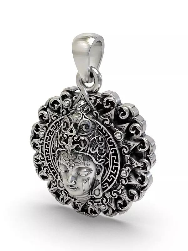 Exotic India Sterling Silver Buddha Face Pendant 