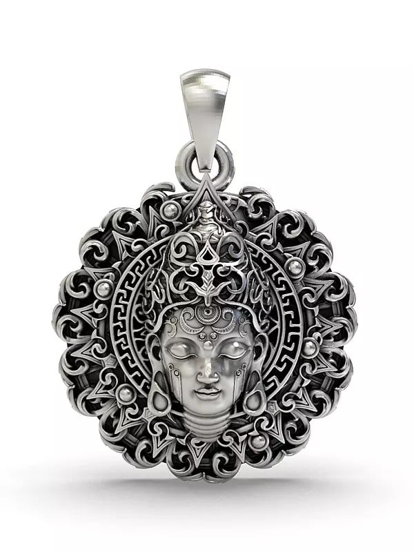 exotic india Sterling Silver Buddha Face Pendant 