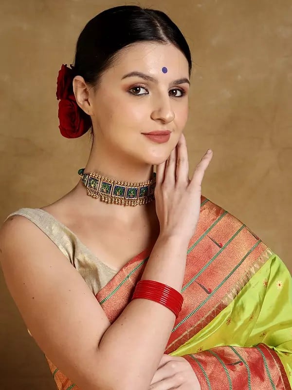 Exotic India Sterling Silver Choker Necklace 