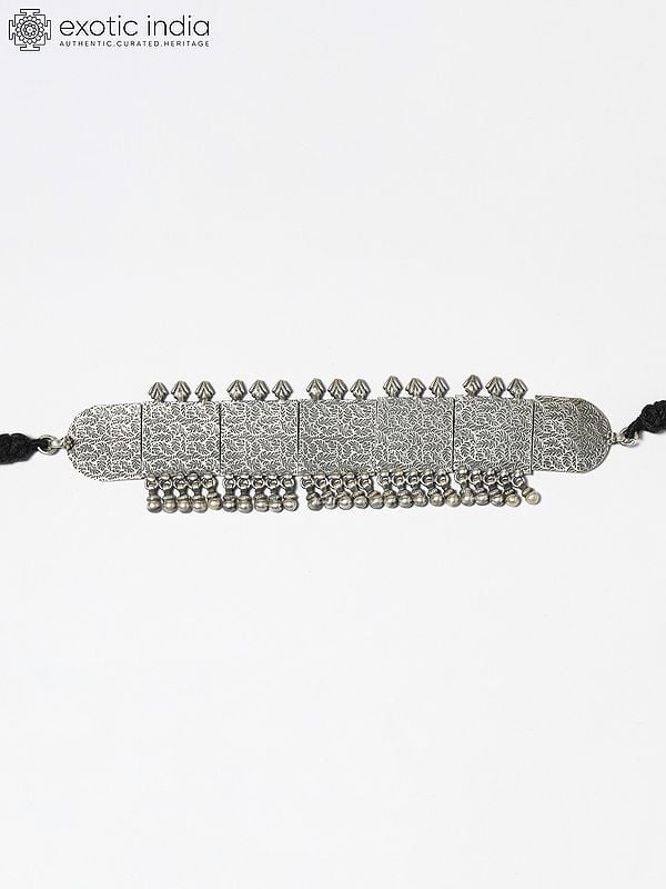 Exotic India Sterling Silver Choker With Earrings 