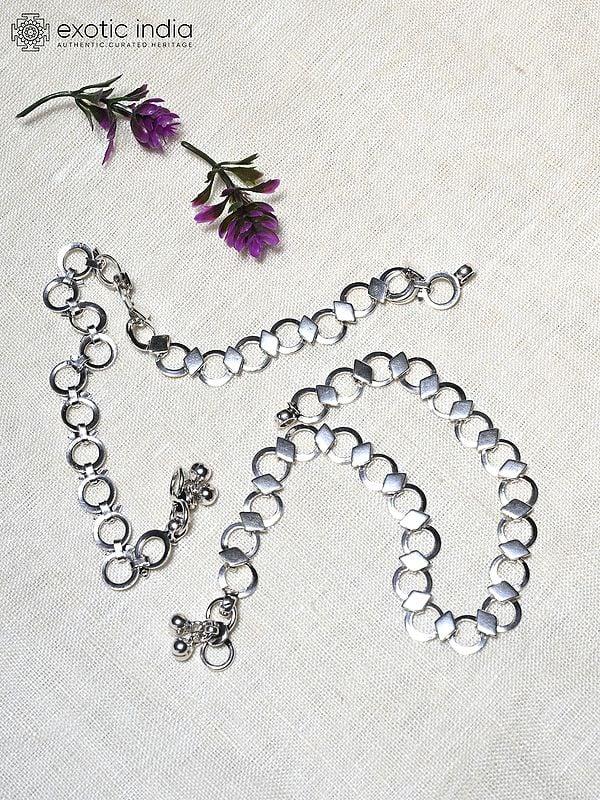 Exotic India Sterling Silver Circular Chain Anklet 