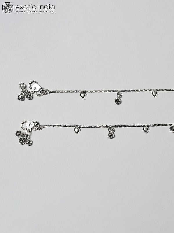 Exotic India Sterling Silver Drop Anklet 