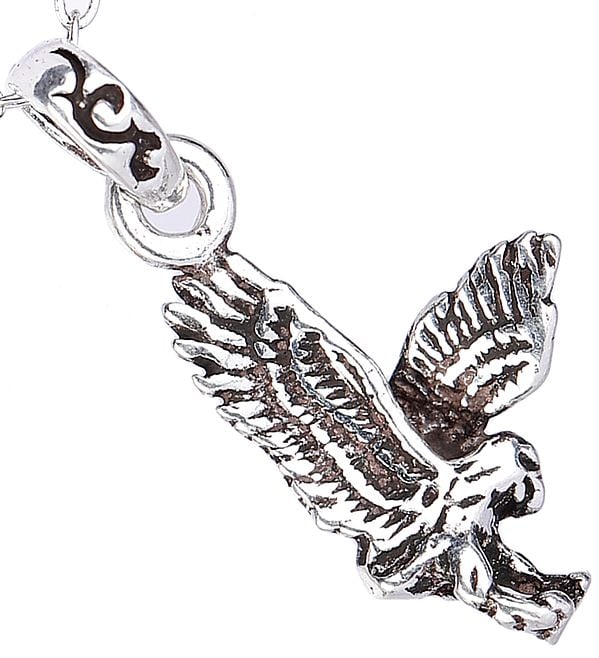 Exotic India Sterling Silver Flying Eagle Pendant 