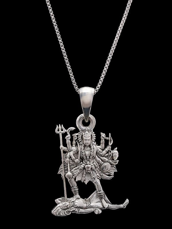 Exotic India Sterling Silver Goddess Kali Pendant