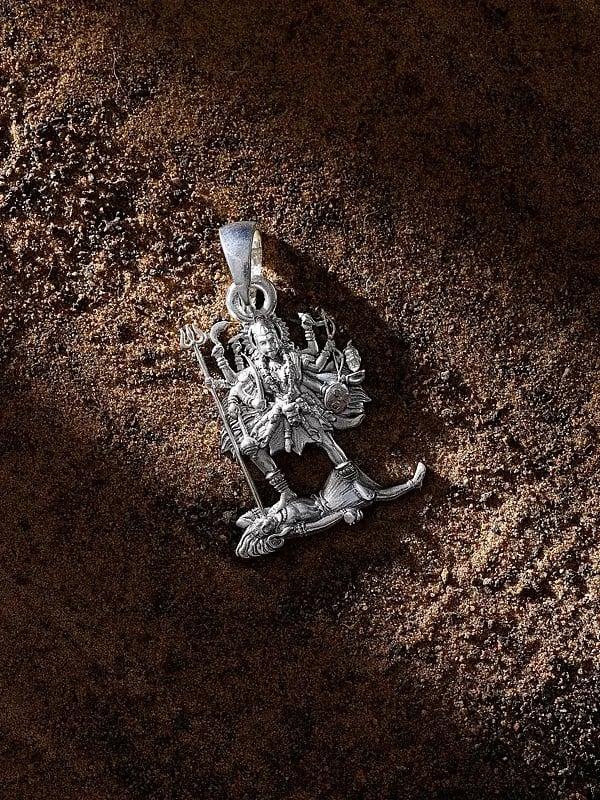 Exotic India Sterling Silver Goddess Kali Pendant