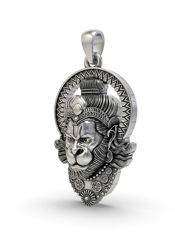 Exotic India Sterling Silver Hanuman Face Pendant