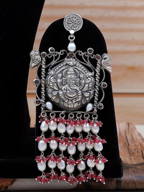 Exotic India Sterling Silver Lord Ganesha Earring