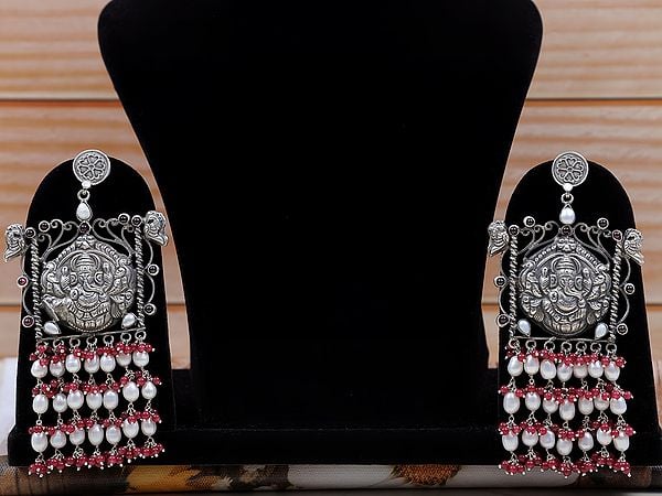 exotic india Sterling Silver Lord Ganesha Earring