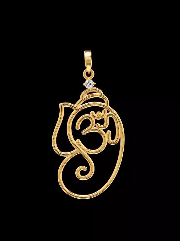 Exotic India Sterling Silver Om Ganesha Pendant 