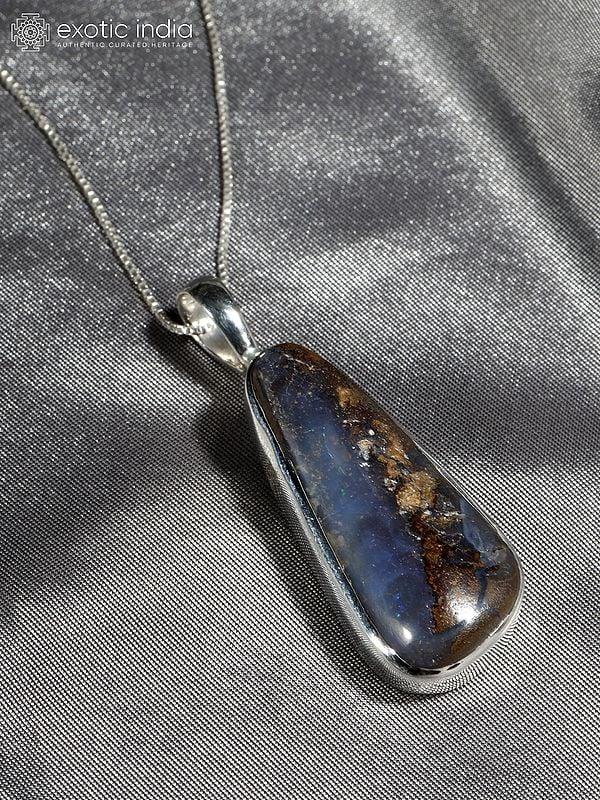 Exotic India Sterling Silver Pendant With Gemstone