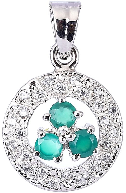 Exotic India Sterling Silver Round Shape Pendant